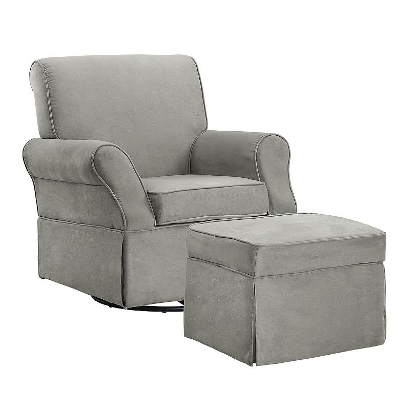 Baby Relax Kelyan Swivel Glider Chair & Ottoman Set, Grey