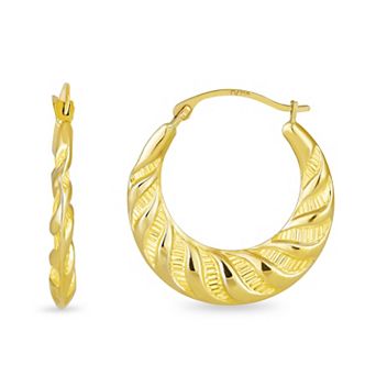 Forever 14K Polished Swirl Hoop Earrings