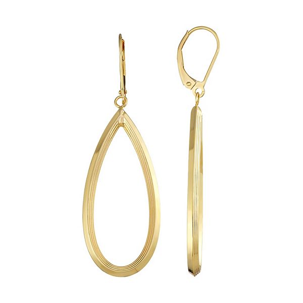 Forever 14K Ribbed Teardrop Earrings