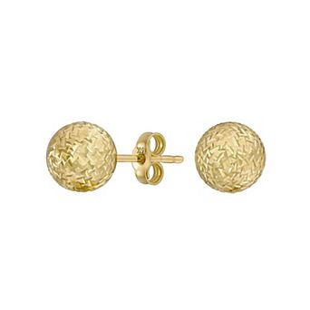 Forever 14K 7 mm Textured Ball Stud Earrings