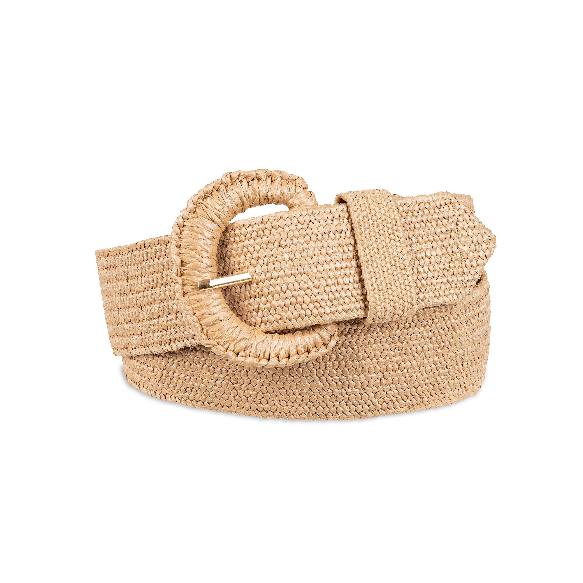 Womens LC Lauren Conrad Straw With Wrapped Buckle Belt, Size: Small, Natur