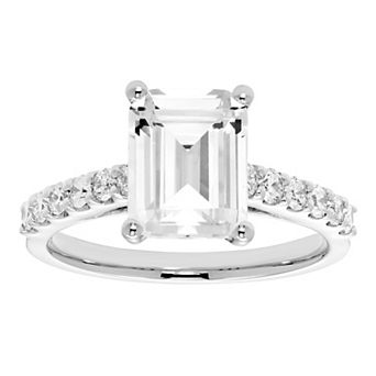 Evergreen Diamonds 14k White Gold 2 3/8 Carat T.W. IGL Certified Emerald Cut Lab-Grown Diamond Ring