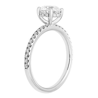 Evergreen Diamonds 14k White Gold 1 3/8 Carat T.W. IGL Certified Round Lab-Grown Diamond Hidden Halo Ring