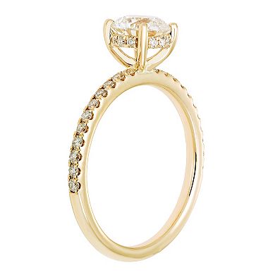 Evergreen Diamonds 14k Gold 1 3/8 Carat T.W. IGL Certified Round Lab-Grown Diamond Hidden Halo Ring