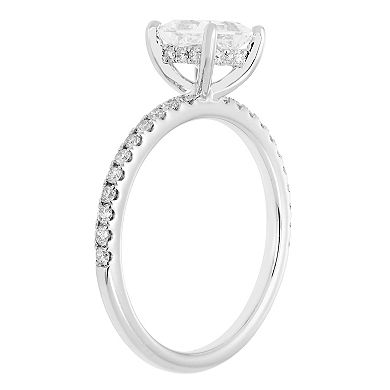 Evergreen Diamonds 14k White Gold 1 3/8 Carat T.W. IGL Certified Princess Cut Lab-Grown Diamond Hidden Halo Ring