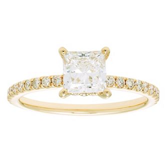 Evergreen Diamonds 14k Gold 1 3/8 Carat T.W. IGL Certified Princess Cut Lab-Grown Diamond Hidden Halo Ring