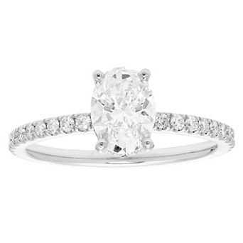 Evergreen Diamonds 14k White Gold 1 3/8 Carat T.W. IGL Certified Oval Lab-Grown Diamond Hidden Halo Ring