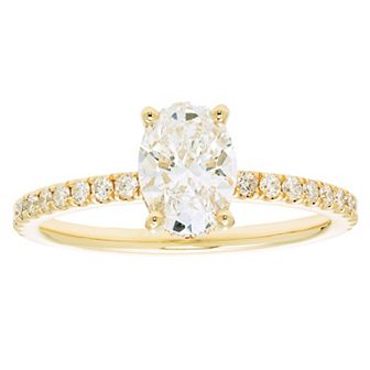 Evergreen Diamonds 14k Gold 1 3/8 Carat T.W. IGL Certified Oval Lab-Grown Diamond Hidden Halo Ring