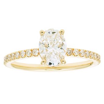 Evergreen Diamonds 14k Gold 1 3/8 Carat T.W. IGL Certified Oval Lab-Grown Diamond Hidden Halo Ring