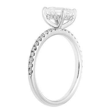 Evergreen Diamonds 14k White Gold 1 3/8 Carat T.W. IGL Certified Emerald Cut Lab-Grown Diamond Hidden Halo Ring