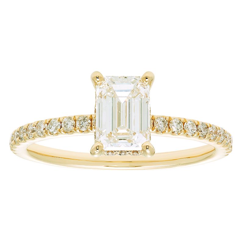 Evergreen Diamonds 14k Gold 1 3/8 Carat T.W. IGL Certified Emerald Cut Lab-