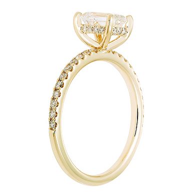 Evergreen Diamonds 14k Gold 1 3/8 Carat T.W. IGL Certified Emerald Cut Lab-Grown Diamond Hidden Halo Ring