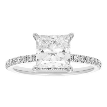 Evergreen Diamonds 14k White Gold 2 3/8 Carat T.W. IGL Certified Princess Cut Lab-Grown Diamond Hidden Halo Ring
