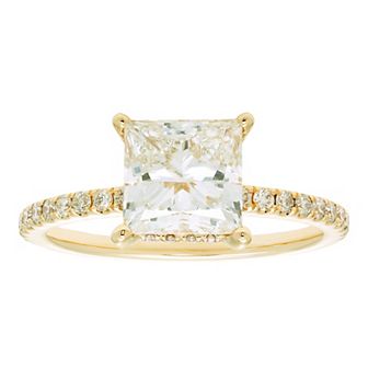 Evergreen Diamonds 14k Gold 2 3/8 Carat T.W. IGL Certified Princess Cut Lab-Grown Diamond Hidden Halo Ring