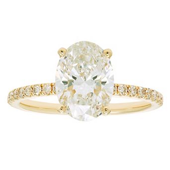 Evergreen Diamonds 14k Gold 2 3/8 Carat T.W. IGL Certified Oval Lab-Grown Diamond Hidden Halo Ring