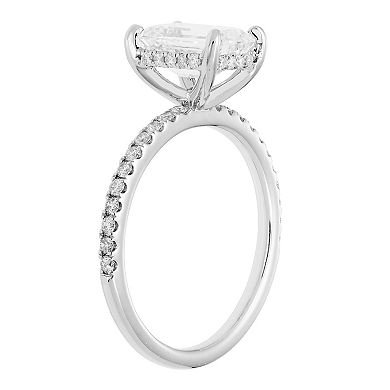 Evergreen Diamonds 14k White Gold 2 3/8 Carat T.W. IGL Certified Emerald Cut Lab-Grown Diamond Hidden Halo Ring