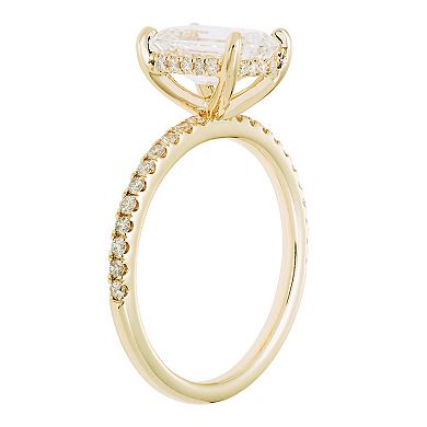 Evergreen Diamonds 14k Gold 2 3/8 Carat T.W. IGL Certified Emerald Cut Lab-Grown Diamond Hidden Halo Ring