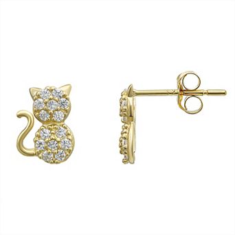 Taylor Grace 10k Gold Cubic Zirconia Cat Stud Earrings