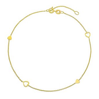 Taylor Grace 10k Gold Open Heart Station Ankle Bracelet