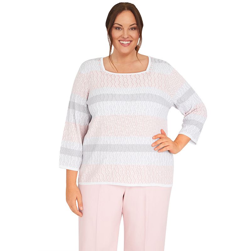 Plus Size Alfred Dunner Soft Spoken Biadere Textured Sweater, Womens, Size