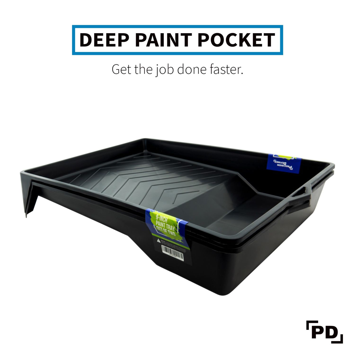 Bates- 9 Inch Paint Tray, 3 Pack, Black Plastic Paint Roller Tray 9 Inch, Deep Capacity, Textured Ridge