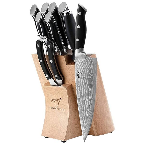 18-Pieces Damascus Knife Set with Black Wooden Block and 8 Pcs Steak K —  Nanfang Brothers Kitchenware