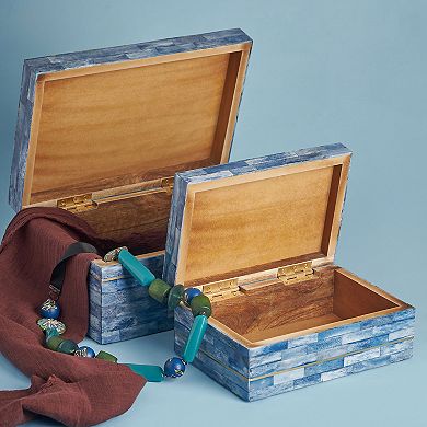 Monaco Decorative Boxes - Blue, Set of 2