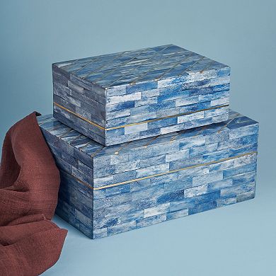 Monaco Decorative Boxes - Blue, Set of 2