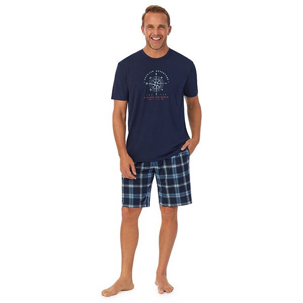 Men s Cuddl Duds Tee Shorts 2 Piece Pajama Set