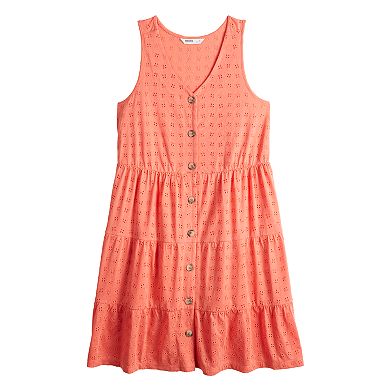 Women's Sonoma Goods For Life® Button Down Eyelet Tiered Dress