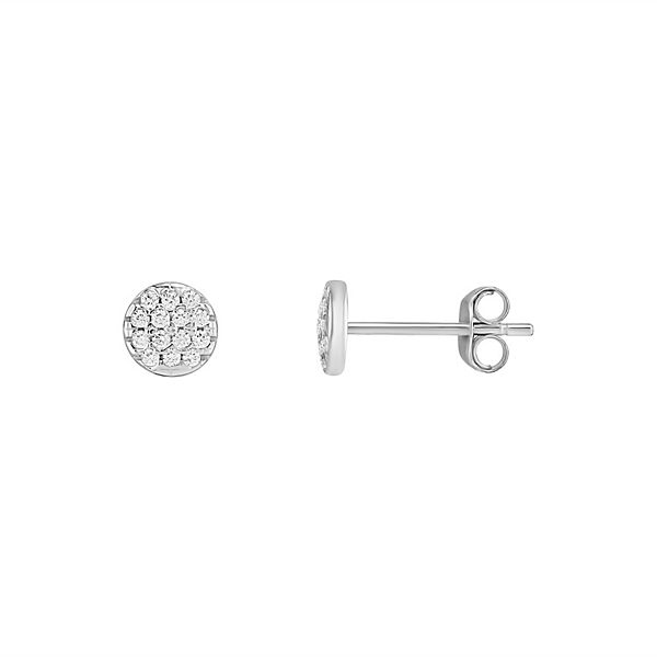 PRIMROSE Sterling Silver Cubic Zirconia Disc Stud Earrings