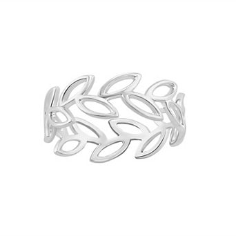 PRIMROSE Sterling Silver Cutout Leaf Band Ring