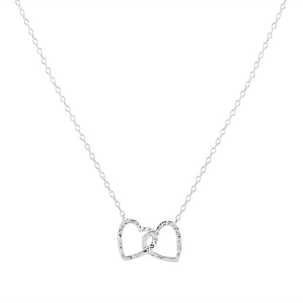 PRIMROSE Sterling Silver Hammered Interlocking Hearts Necklace