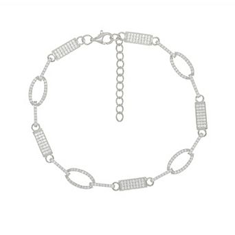 Argento Forte Platinum Over Silver Cubic Zirconia Clasp Bracelet