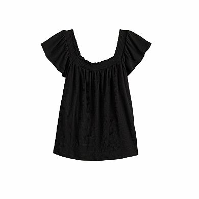 Women's LC Lauren Conrad On/Off The Shoulder Flutter Sleeve Top
