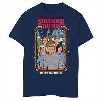 Boys 8-20 Stranger Things Happy Holidays Portrait Group Graphic Tee
