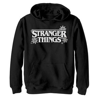 Boys 8-20 Stranger Things Holidays Snowflakes White Logo Graphic Hoodie