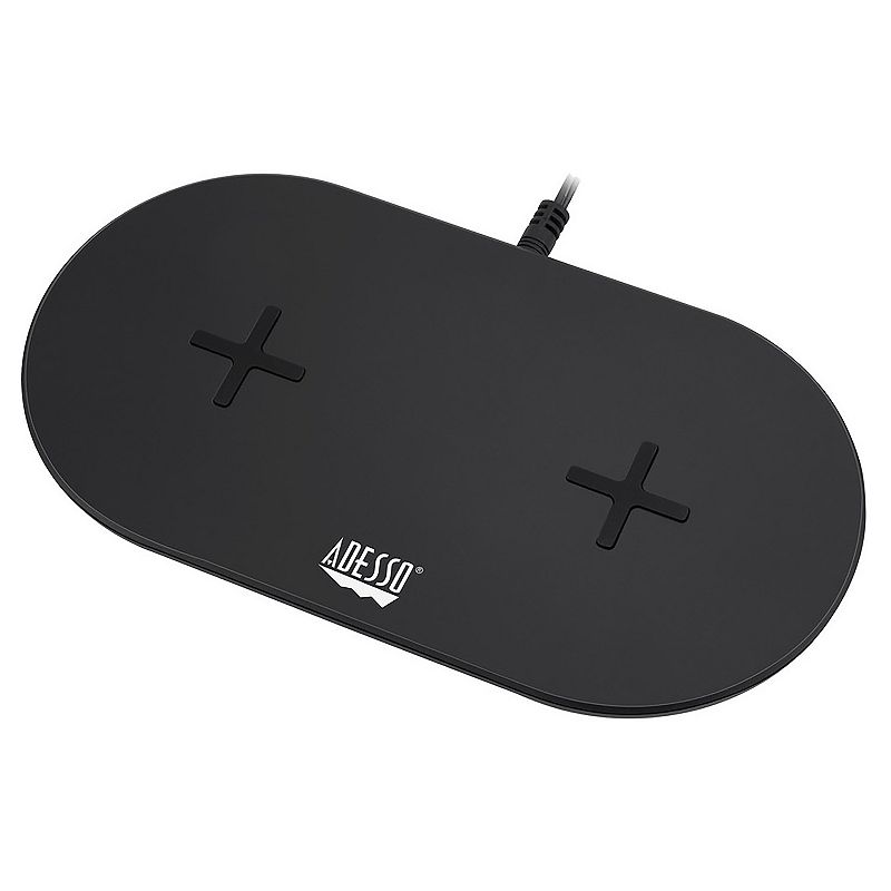 Adesso 15W Max Qi-Certified Dual 2-Coil Wireless Fast Charging Pad, Multico