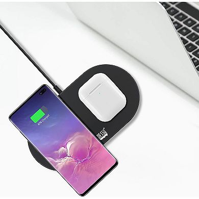 Adesso 15W Max Qi-Certified Dual 2-Coil Wireless Fast Charging Pad