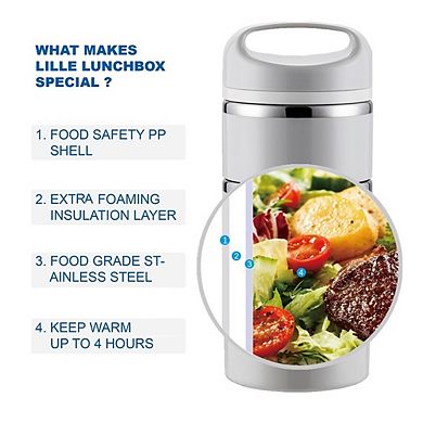 Lille Home Stackable Lunch Box, 3-Tier Bento/Food Container With Lunch Bag