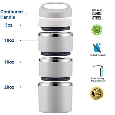 Lille Home Stackable Lunch Box, 3-Tier Bento/Food Container With Lunch Bag