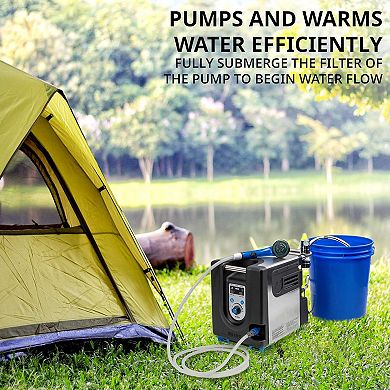 Hike Crew Portable Propane Water Heater & Shower Pump with Built-In Battery, Safety Shutoff & Case