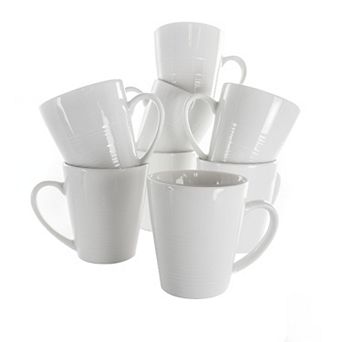 Elama Amie 8 pc 12 Ounce Porcelain Mug Set in White