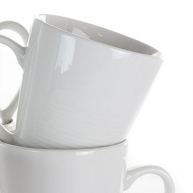 Elama Amie 8 Piece 12 Ounce Porcelain Mug Set in White