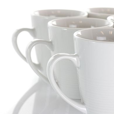 Elama Amie 8 Piece 12 Ounce Porcelain Mug Set in White