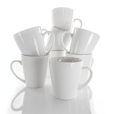 Elama Amie 8 Piece 12 Ounce Porcelain Mug Set in White