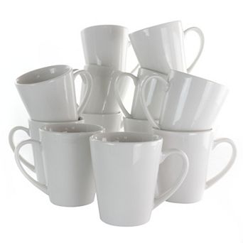 Elama Holt 12 pc 10 Ounce Porcelain Mug Set in White