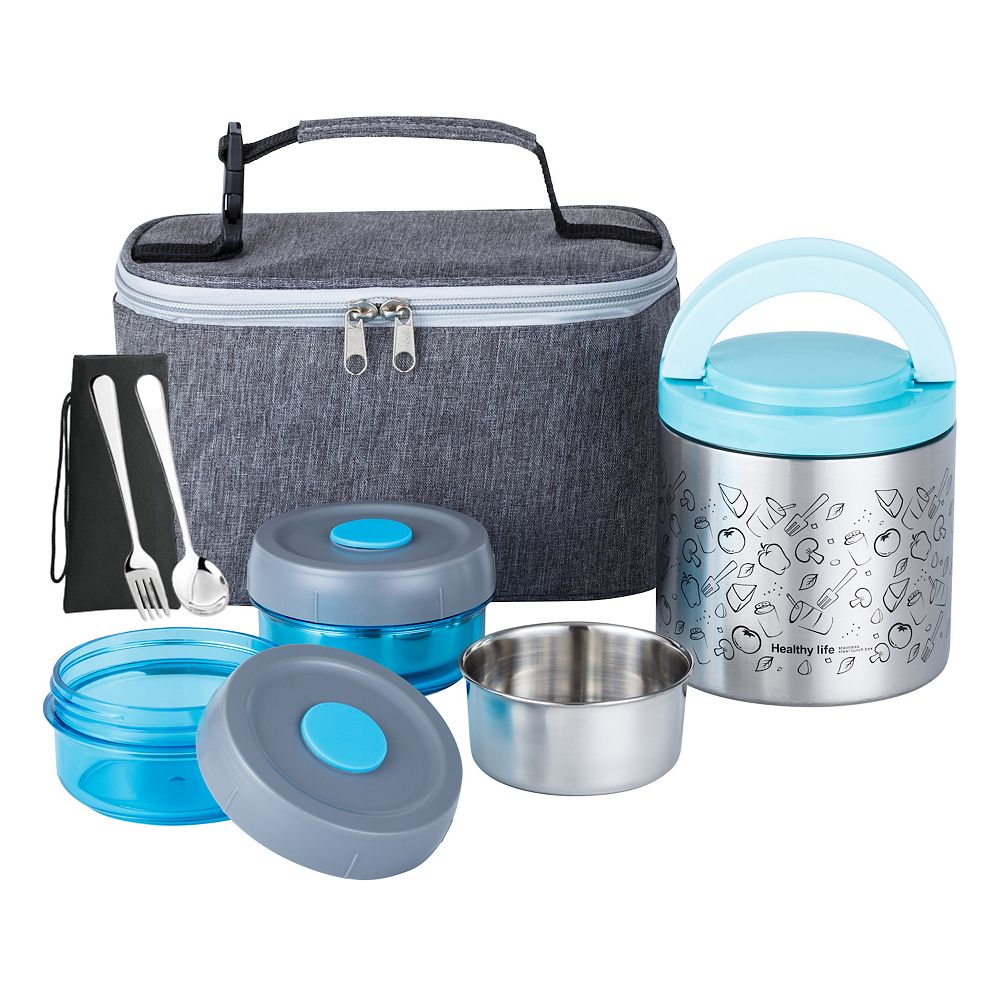 Lille Home Lunch Box Set, Insulated Bento Box,2 Food Containers, A ...