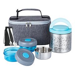 Lille Home Premium Stainless Steel Food Containers/Bento Lunch Box with Anti-Slip Exterior, Set of 3, 470ml, 900ML,1.4L, Leakproof, BPA Free, Portion