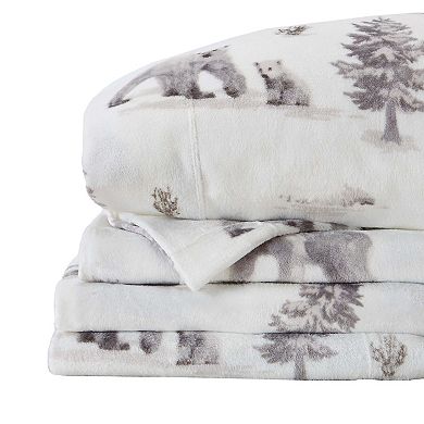 Madelinen Printed Velvet Plush Warm & Cozy Luxurious Fleece Sheet Set